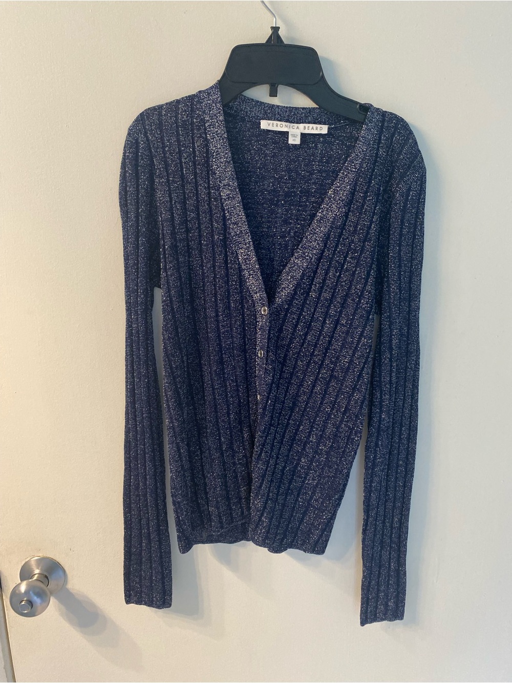 Veronica Beard Toll Ribbed Metallic Cardigan Size XS